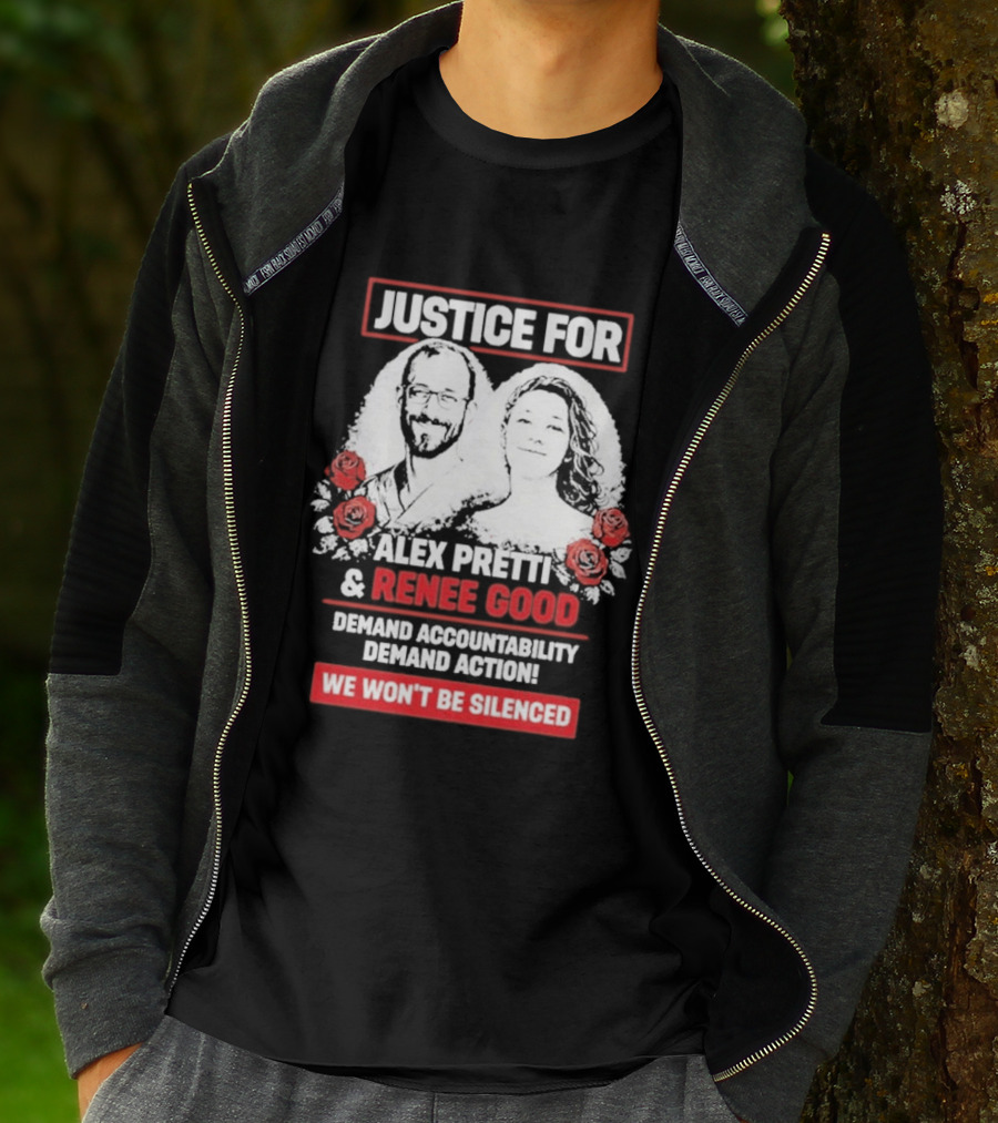 Justice For Alex Pretti And Renee Good We Won't Be Silenced Roses T-Shirt