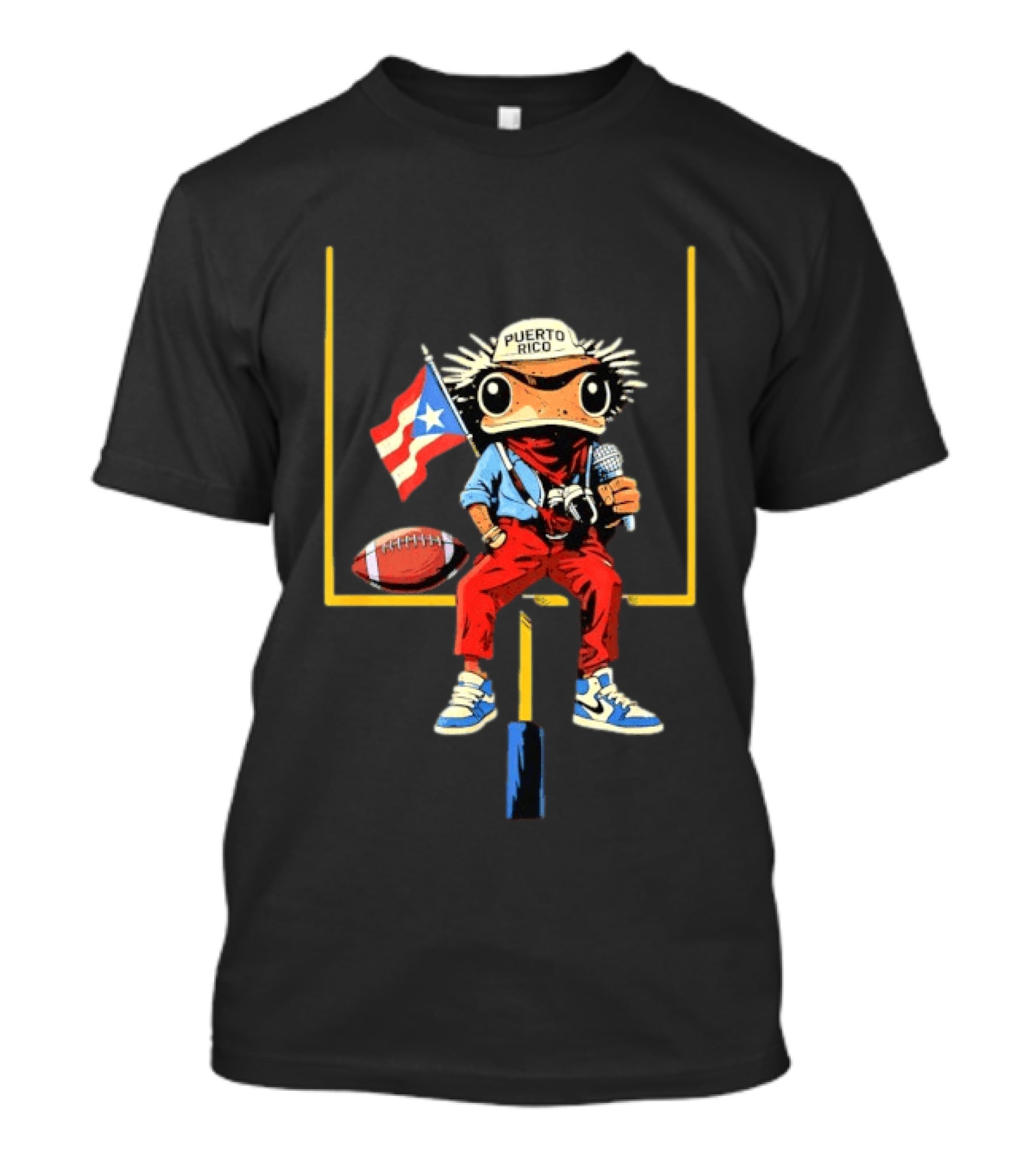 Puerto Rico Coqui Frog Taino Boricua Flag Football T-Shirt
