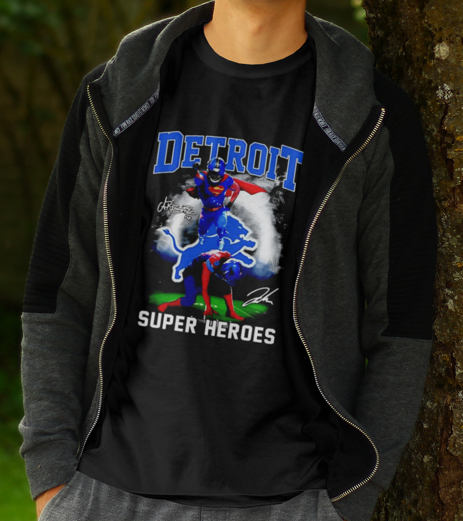 Detroit Lions Super Heroes Champion Legend T-Shirt