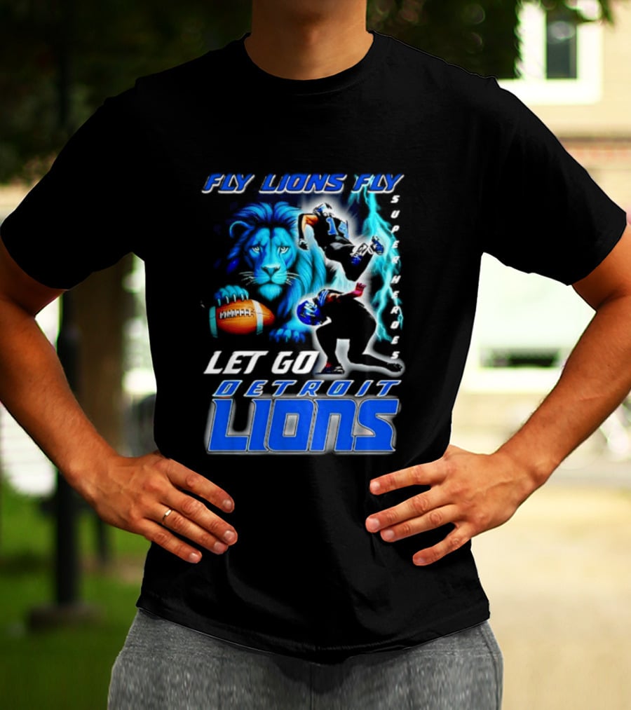 Fly Lions Fly Let Go Detroit Lions Football Journey T-Shirt