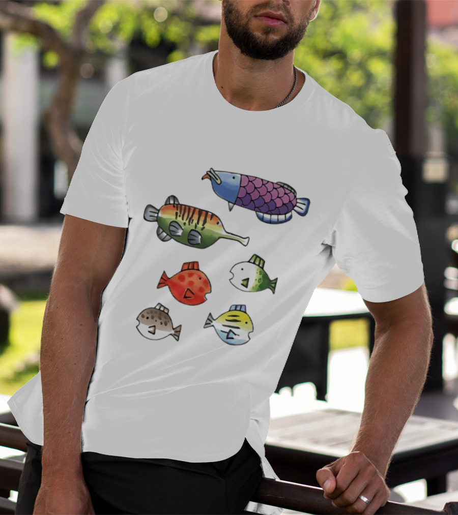 Fishing Minigame Colorful Fish Collection Vibrant Sea Life T-Shirt