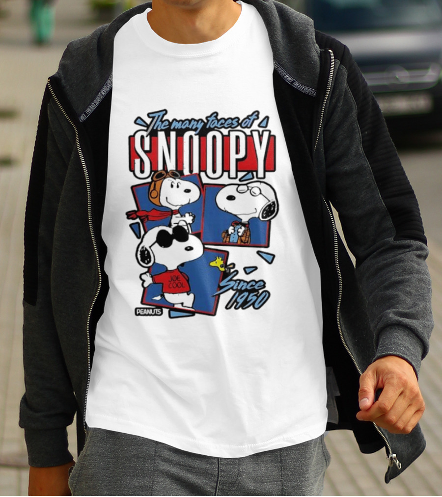 The Many Faces Of Snoopy Joe Cool Aviator Since 1950 T-Shirt