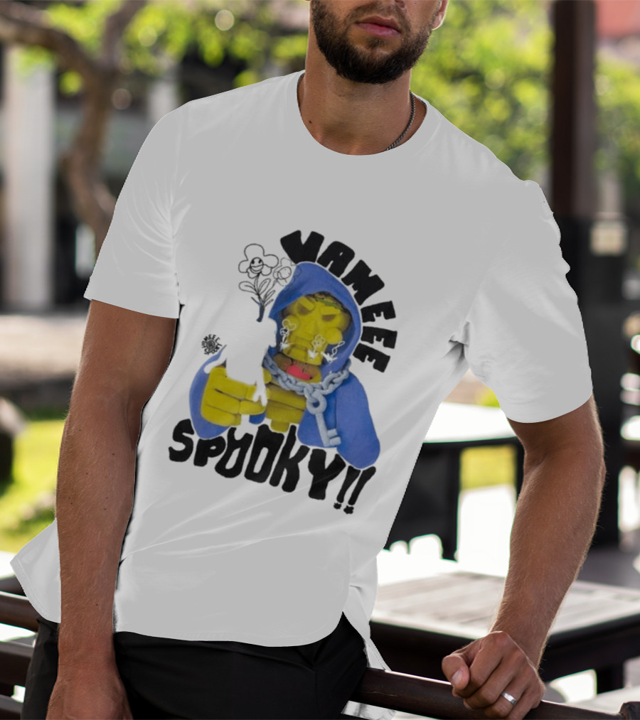 Vameee Spooky Skeleton In Blue Hood With Chains T-Shirt