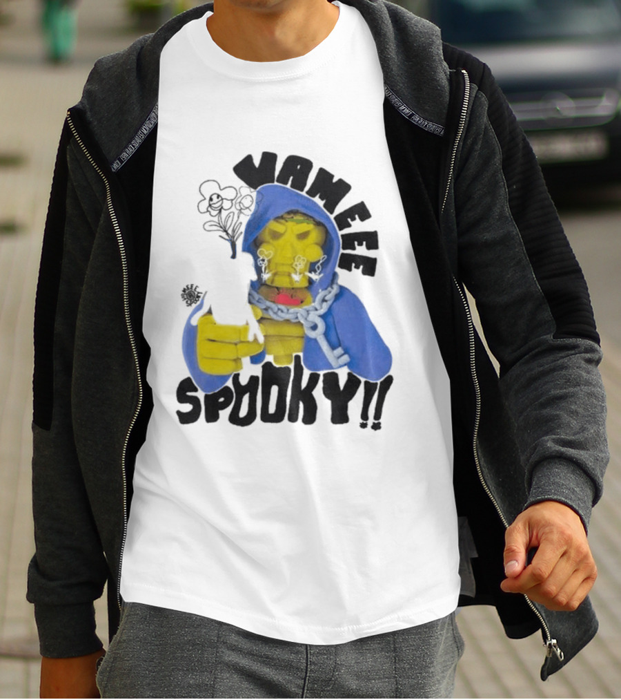 Vameee Spooky Skeleton In Blue Hood With Chains T-Shirt