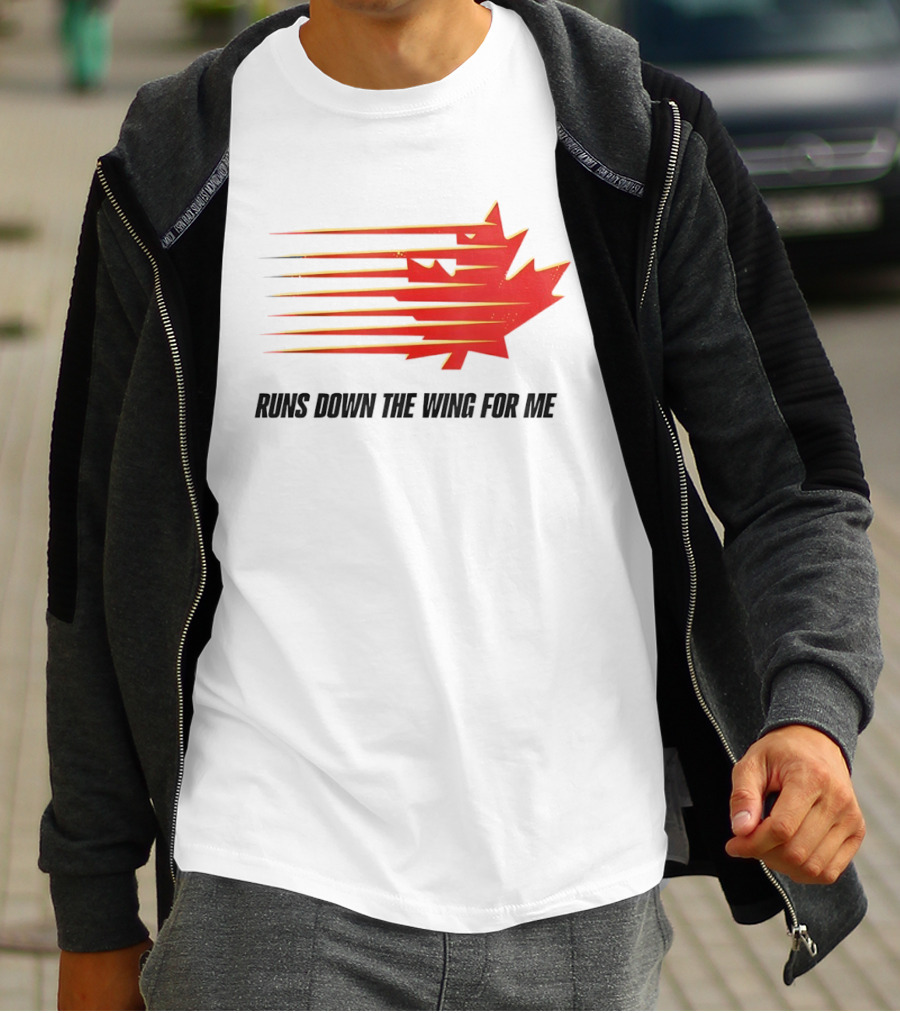 Runs Down The Wing For Me Red Streaks Maple Leaf T-Shirt