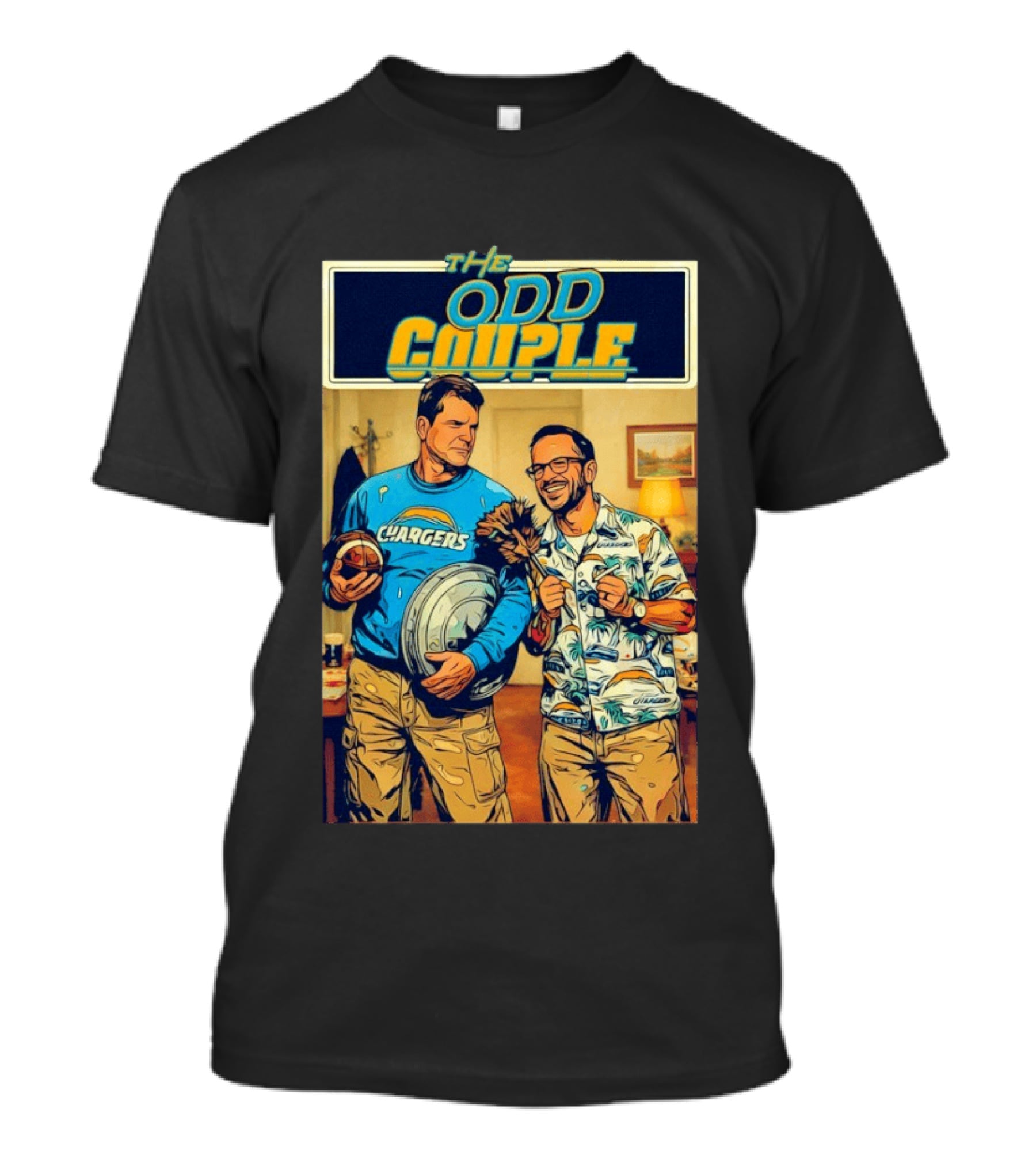 Los Angeles Chargers The Odd Couple TV Show Cartoon Football T-Shirt