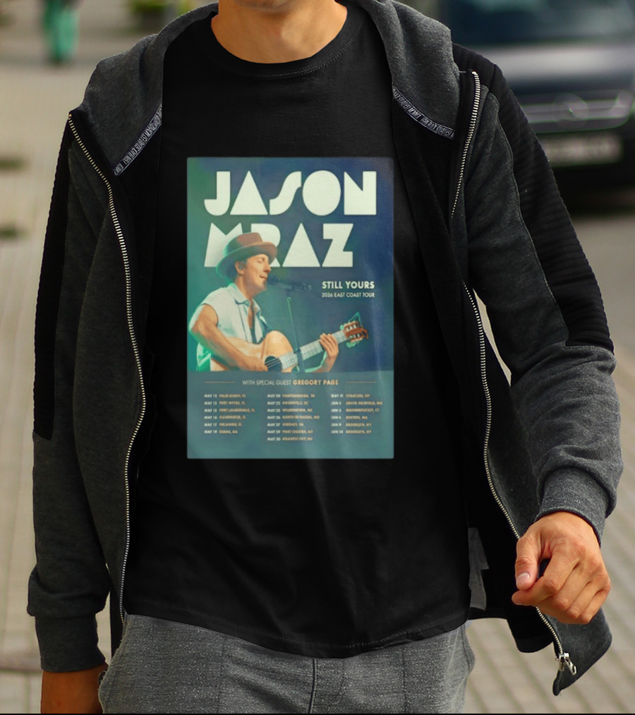 Jason Mraz Still Yours 2026 East Coast Tour Gregory Page Special Guest T-Shirt