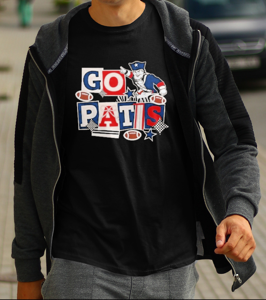 GO PATS New England Patriots Football Fan Cheer T-Shirt