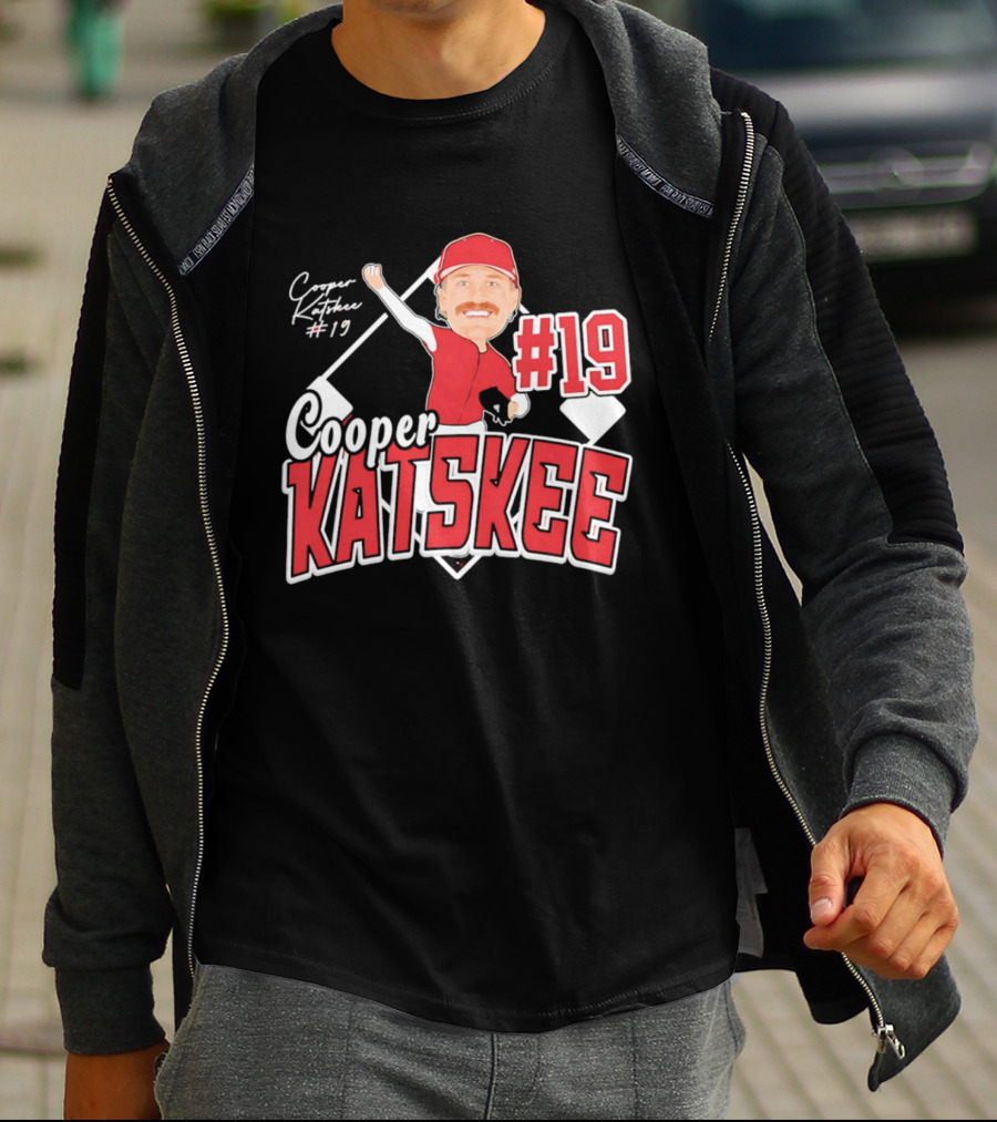 Cooper Katskee #19 Nebraska Baseball Caricature T-Shirt