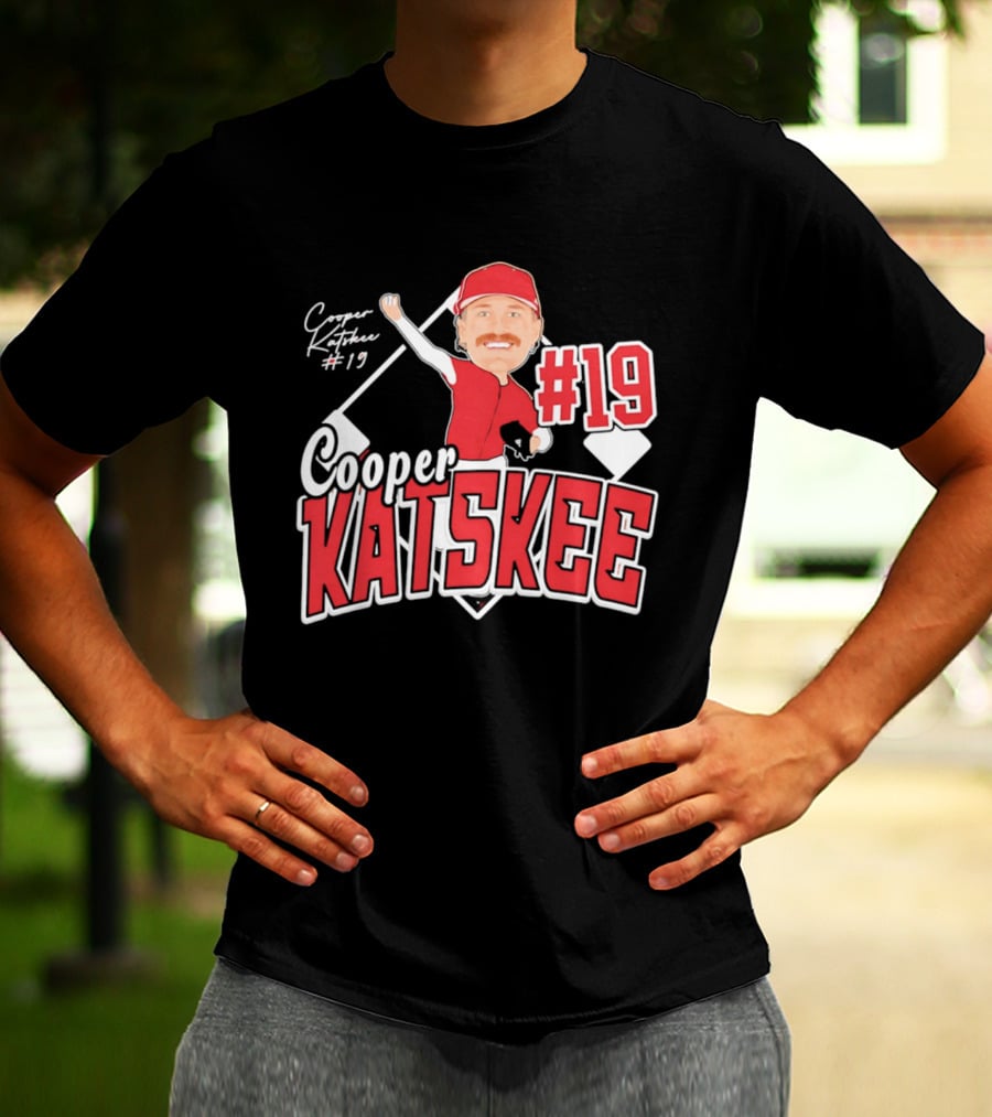 Cooper Katskee #19 Nebraska Baseball Caricature T-Shirt