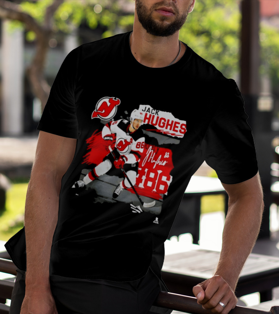 New Jersey Devils Jack Hughes 86 Fresh Ice Hockey T-Shirt