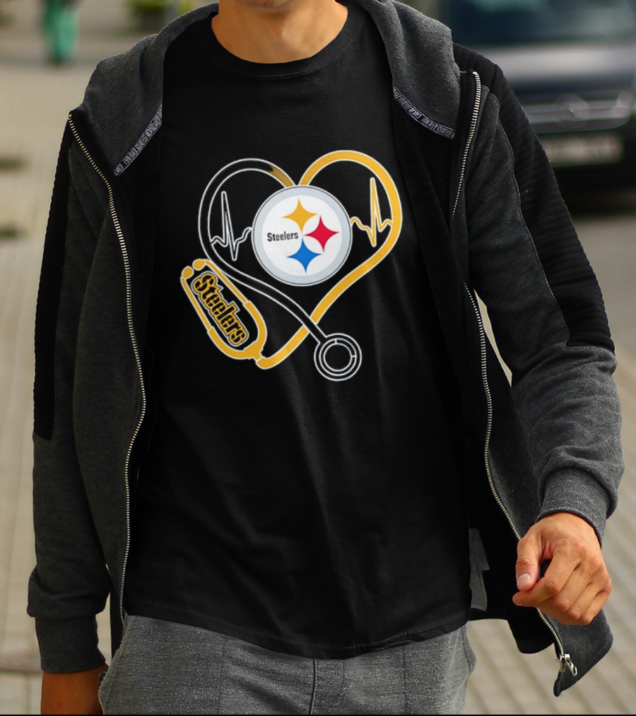 Nurse Heart Stethoscope Pittsburgh Steelers T-Shirt