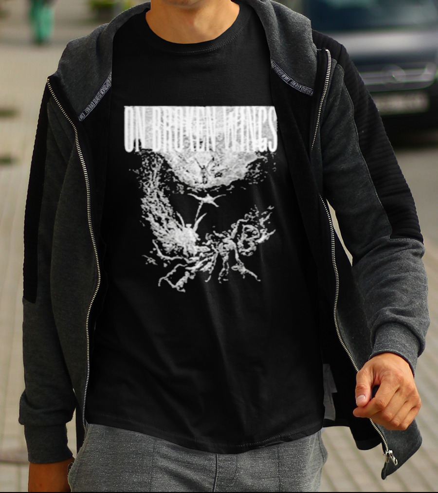 On Broken Wings Fallen Angel White Grunge T-Shirt