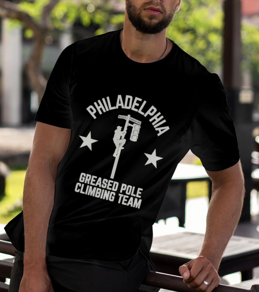 Philadelphia Greased Pole Climbing Team Traffic Light Pole Stars T-Shirt