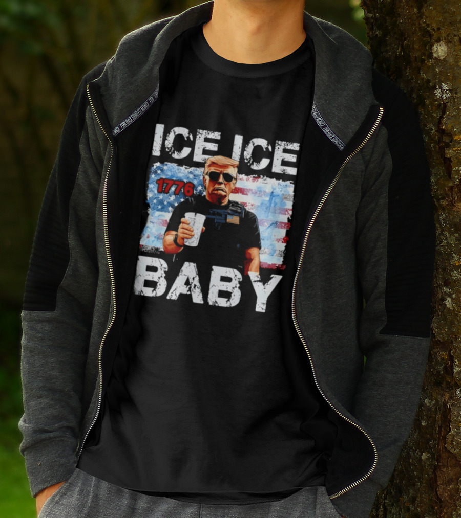 Ice Ice Baby 1776 Donald Trump Vintage American Flag T-Shirt