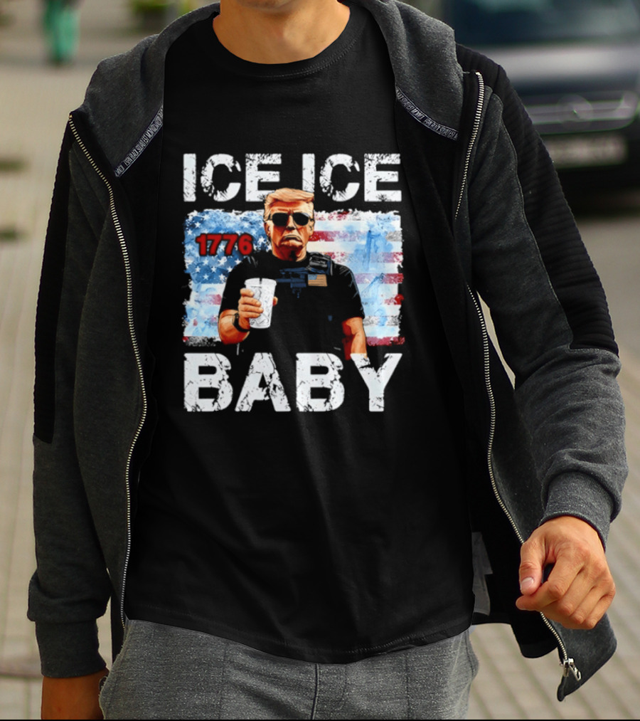 Ice Ice Baby 1776 Donald Trump Vintage American Flag T-Shirt