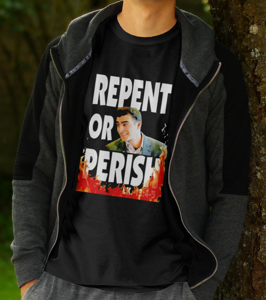 Repent Or Perish Luigi Fire Flame Luke 13:3 5 T-Shirt