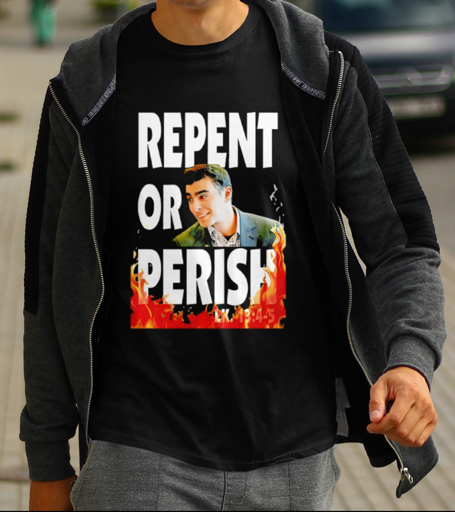 Repent Or Perish Luigi Fire Flame Luke 13:3 5 T-Shirt