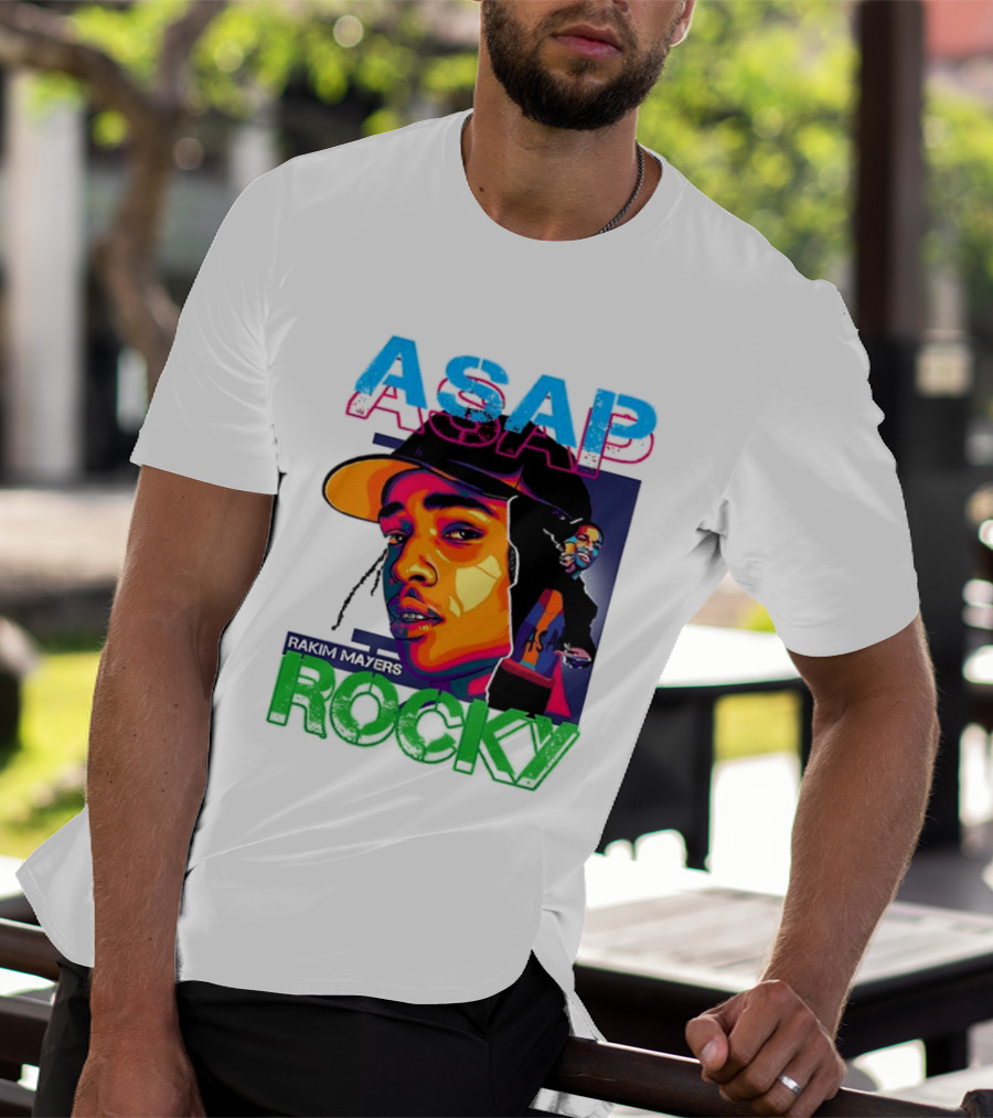 ASAP Rocky Rakim Mayers Hip Hop Street Art Bold Pop Color Aesthetic T-Shirt