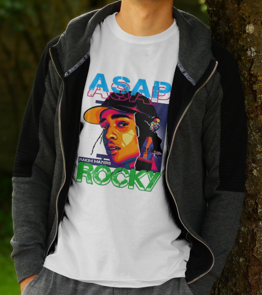 ASAP Rocky Rakim Mayers Hip Hop Street Art Bold Pop Color Aesthetic T-Shirt