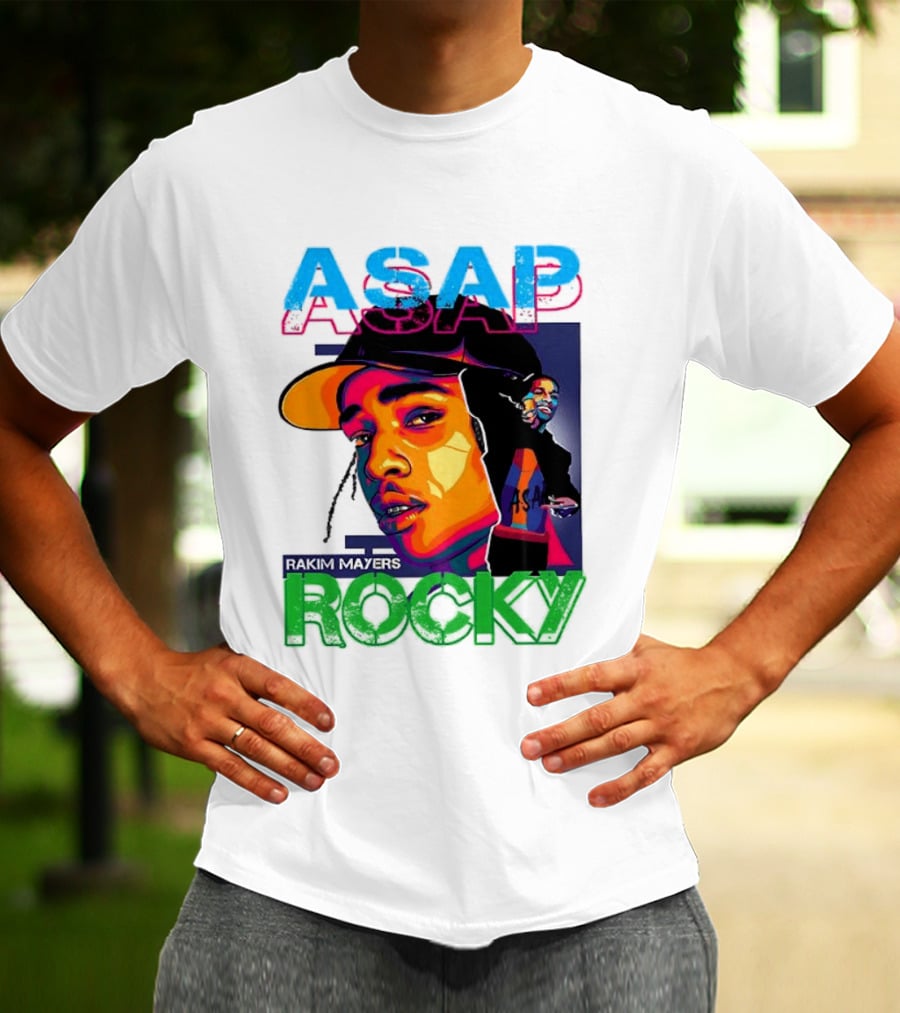 ASAP Rocky Rakim Mayers Hip Hop Street Art Bold Pop Color Aesthetic T-Shirt