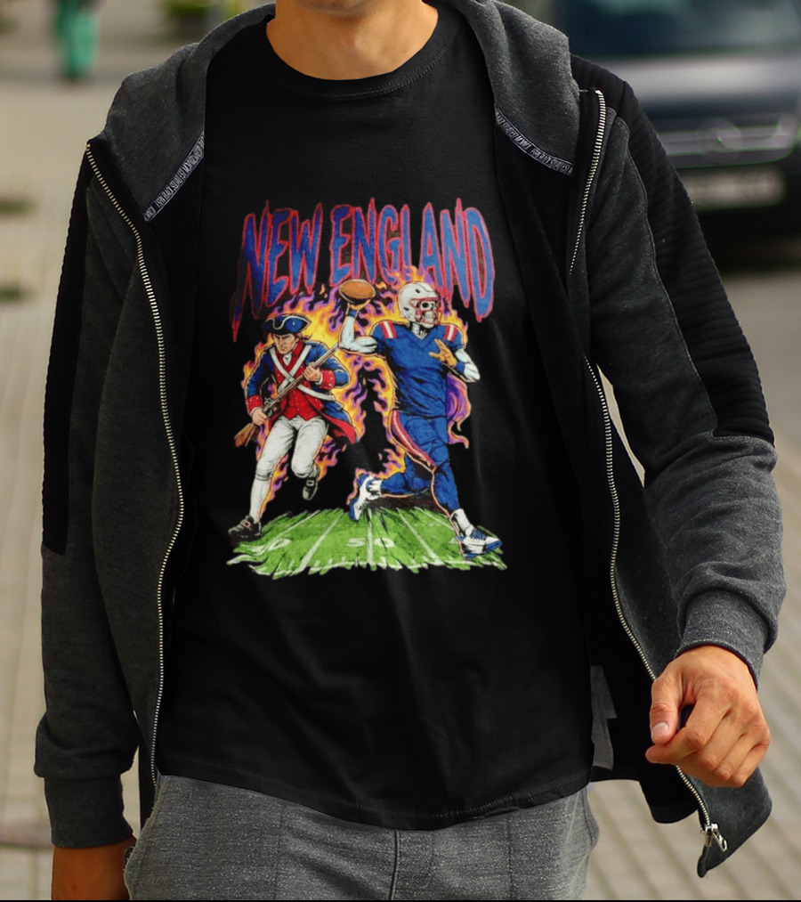 New England Patriots Skeleton Football Game Day Fan T-Shirt