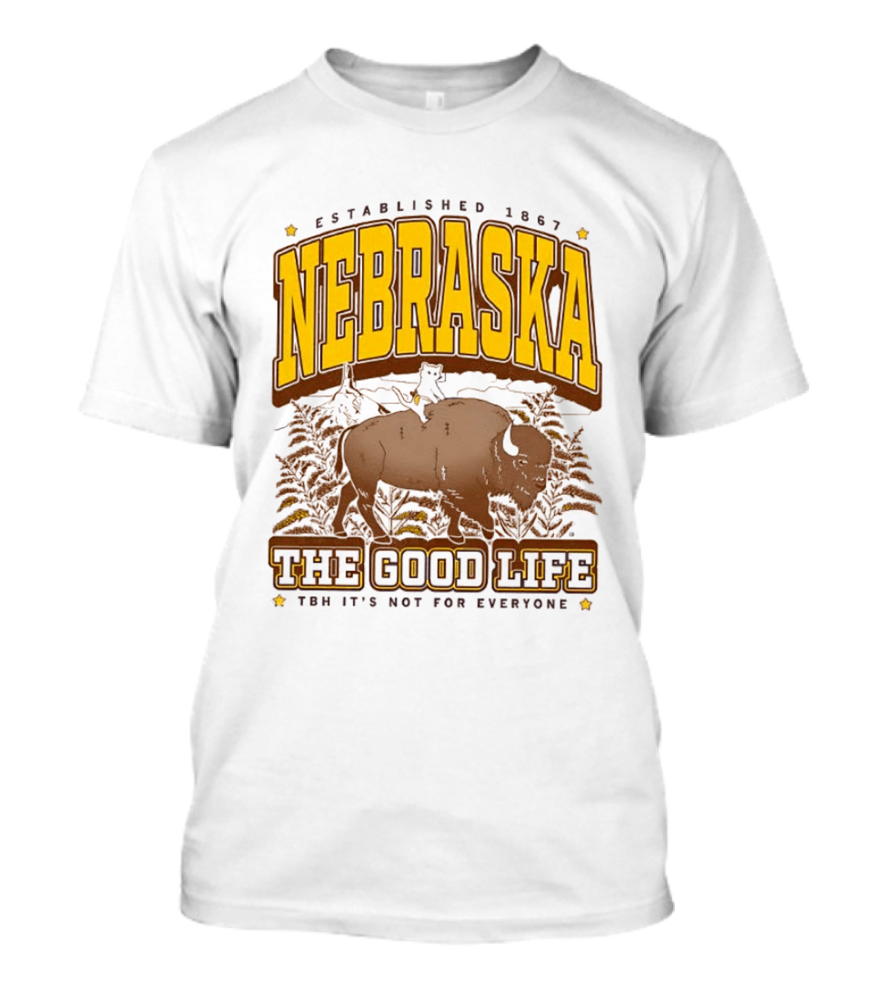 Nebraska The Good Life Established 1867 TBH It's Not For Everyone Buffalo T-Shirt