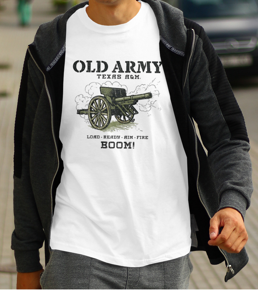 Texas A&M Old Army Load Ready Aim Fire Boom Cannon T-Shirt