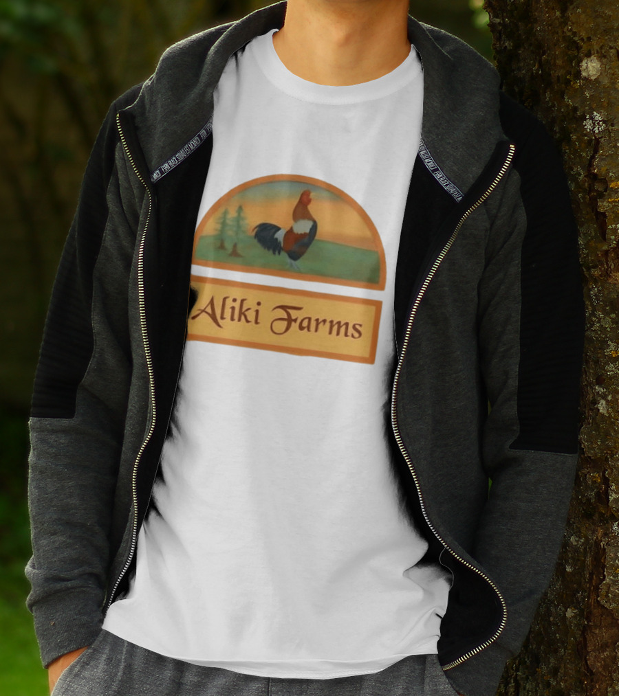 Aliki Farms Rooster Scene With Trees T-Shirt