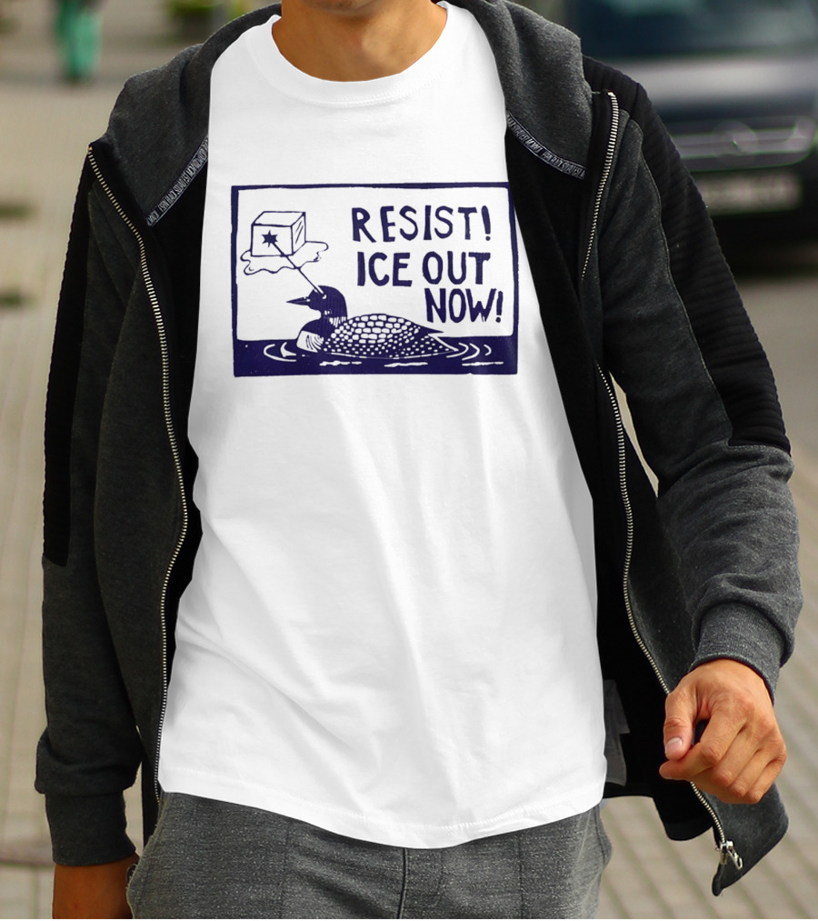 Resist Ice Out Now Loon Ice Cube T-Shirt