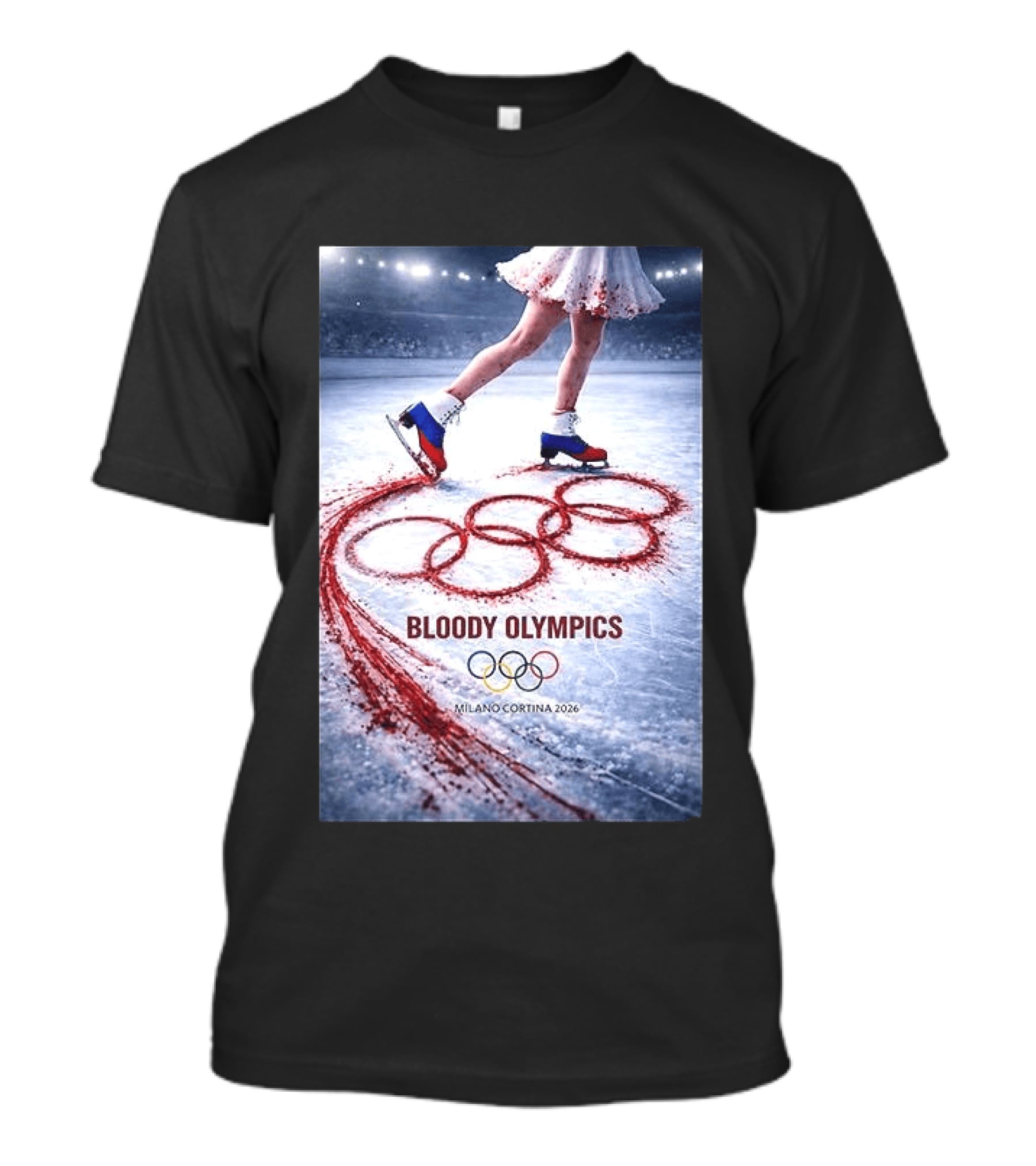 Bloody Olympics Ice Skating Milano Cortina 2026 Winter Games T-Shirt