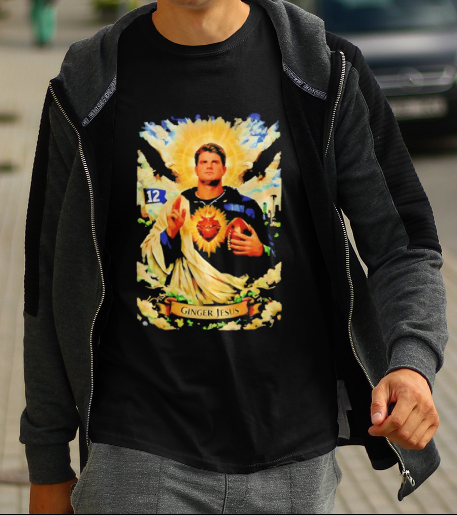 Ginger Jesus 12 Seattle Seahawks Football Halo Sacred Heart T-Shirt