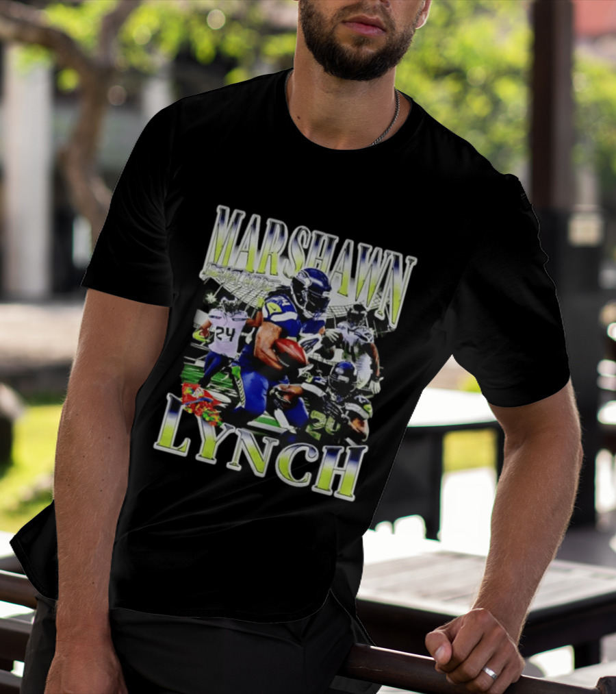 Marshawn Lynch Seattle Seahawks Football Star Running Back Legends T-Shirt