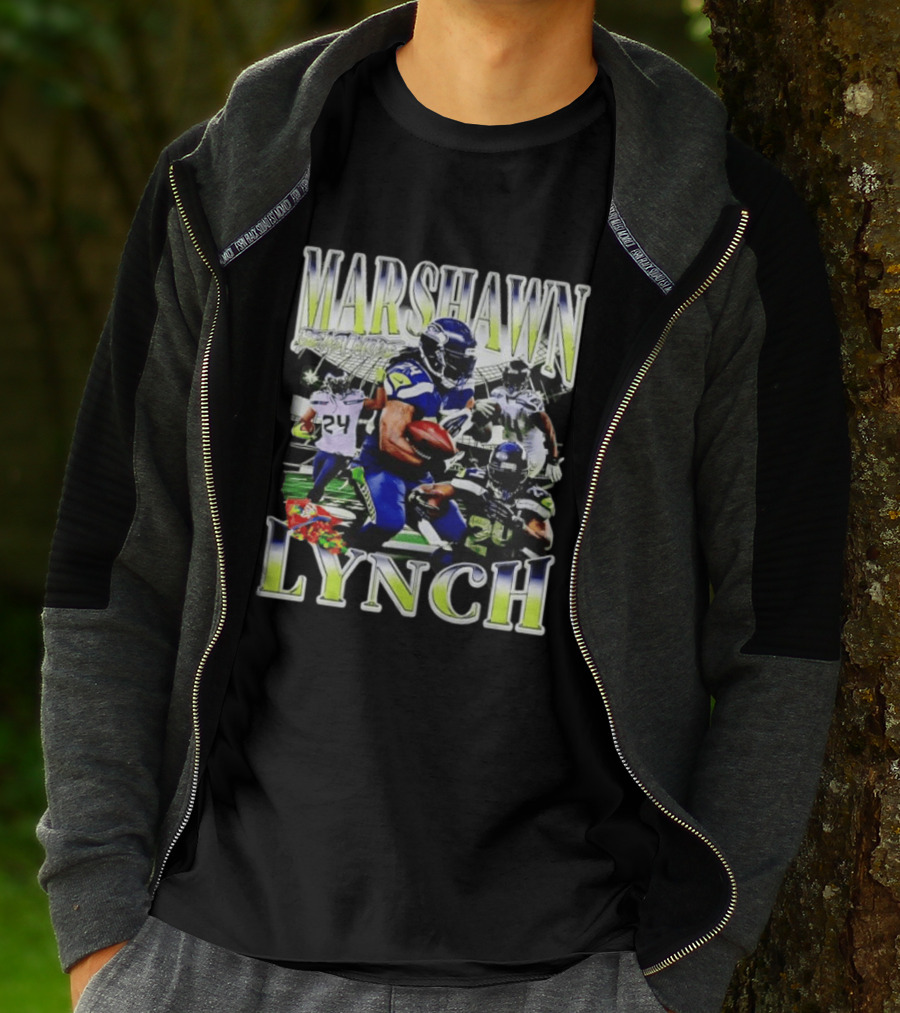 Marshawn Lynch Seattle Seahawks Football Star Running Back Legends T-Shirt