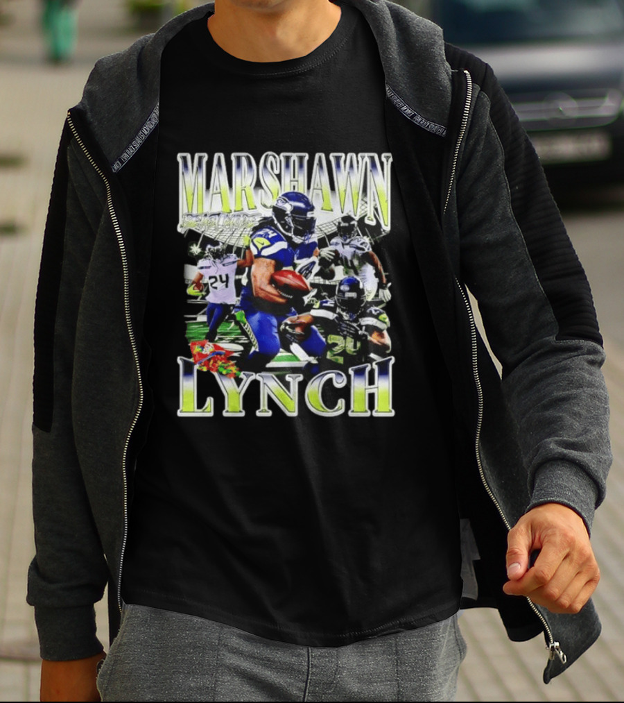 Marshawn Lynch Seattle Seahawks Football Star Running Back Legends T-Shirt