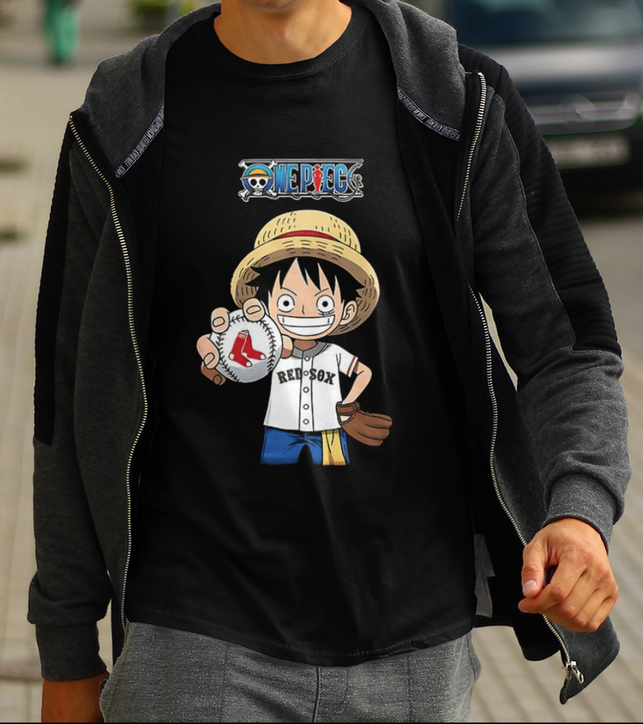 One Piece Boston Red Sox 2026 Luffy Baseball Collab T-Shirt
