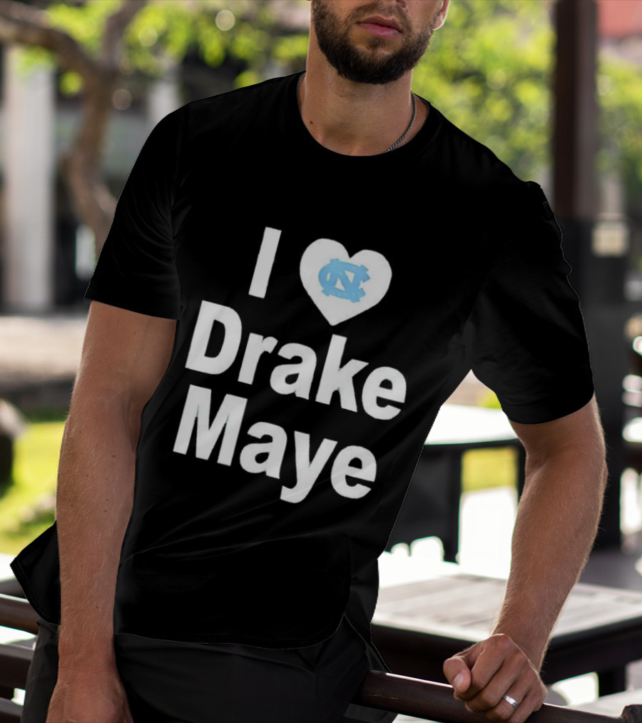 UNC Tar Heels I Love Drake Maye Heart T-Shirt
