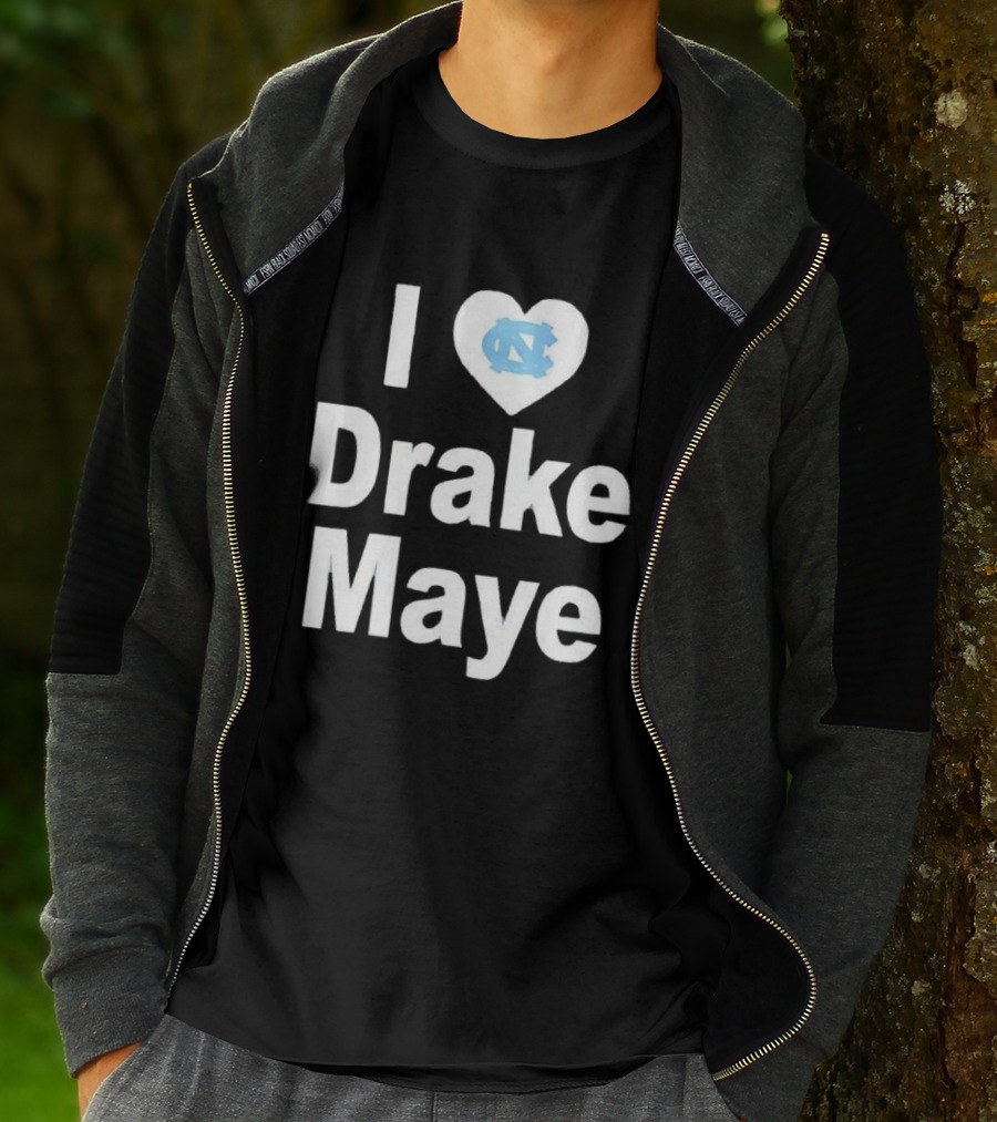UNC Tar Heels I Love Drake Maye Heart T-Shirt