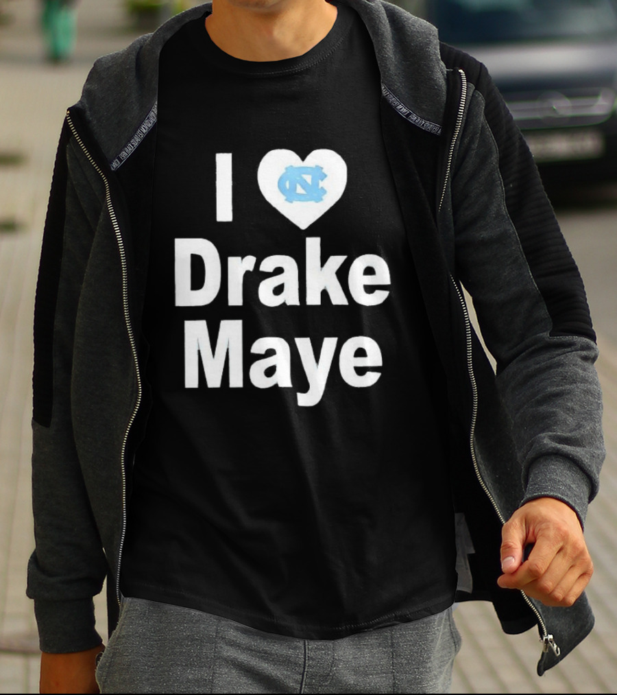 UNC Tar Heels I Love Drake Maye Heart T-Shirt