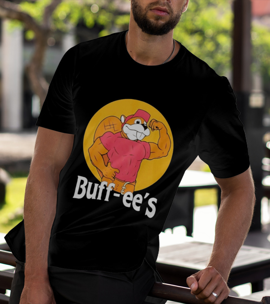 Buff Ee's Muscular Beaver Cartoon T-Shirt