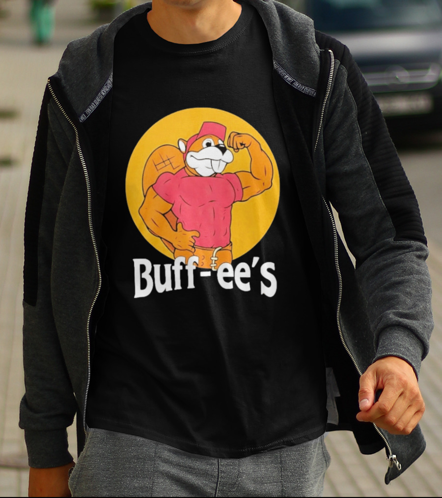 Buff Ee's Muscular Beaver Cartoon T-Shirt