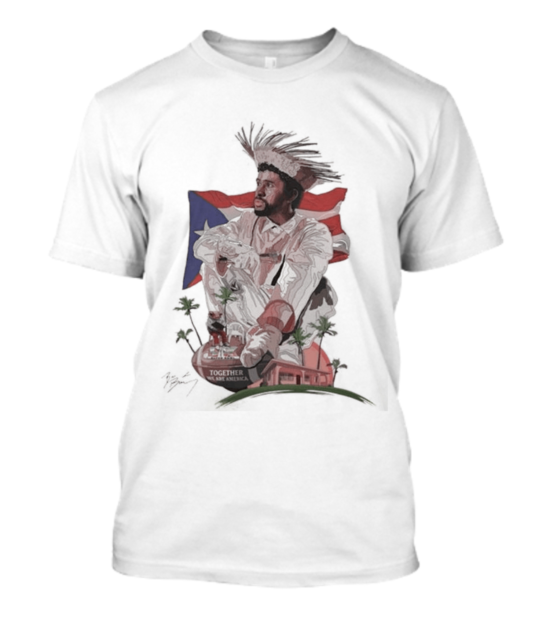 Bad Bunny Together We Are America Puerto Rican Flag Taino T-Shirt