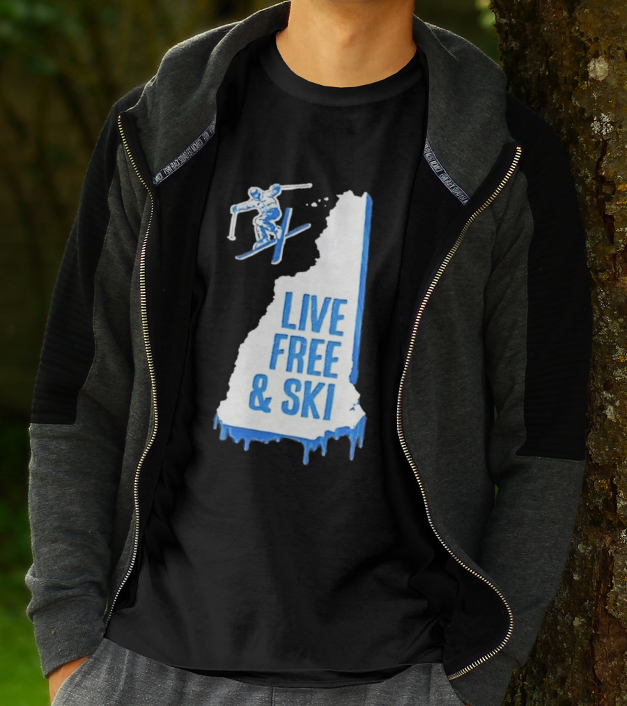 New Hampshire Live Free & Ski Winter Adventure Skiing T-Shirt