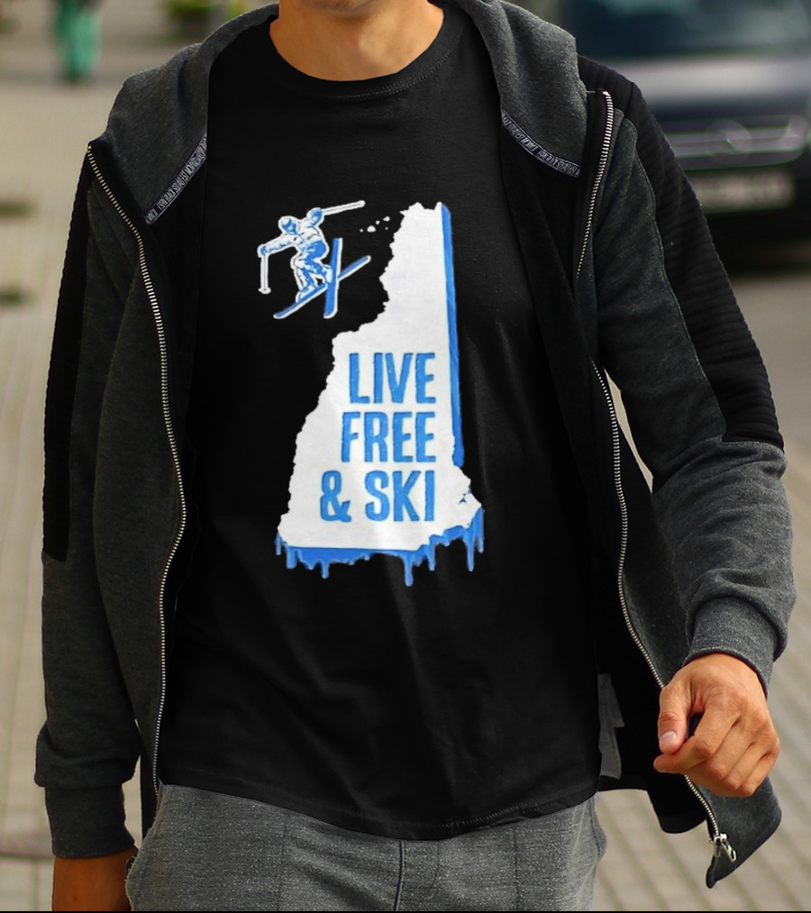 New Hampshire Live Free & Ski Winter Adventure Skiing T-Shirt