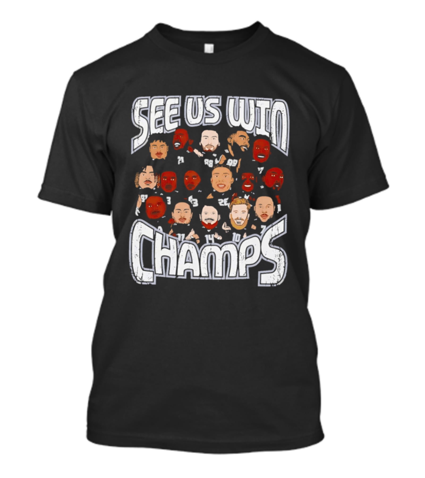 See Us Win Champs Seattle Seahawks Players Cartoon Caricature T-Shirt