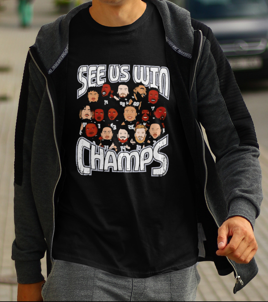 See Us Win Champs Seattle Seahawks Players Cartoon Caricature T-Shirt