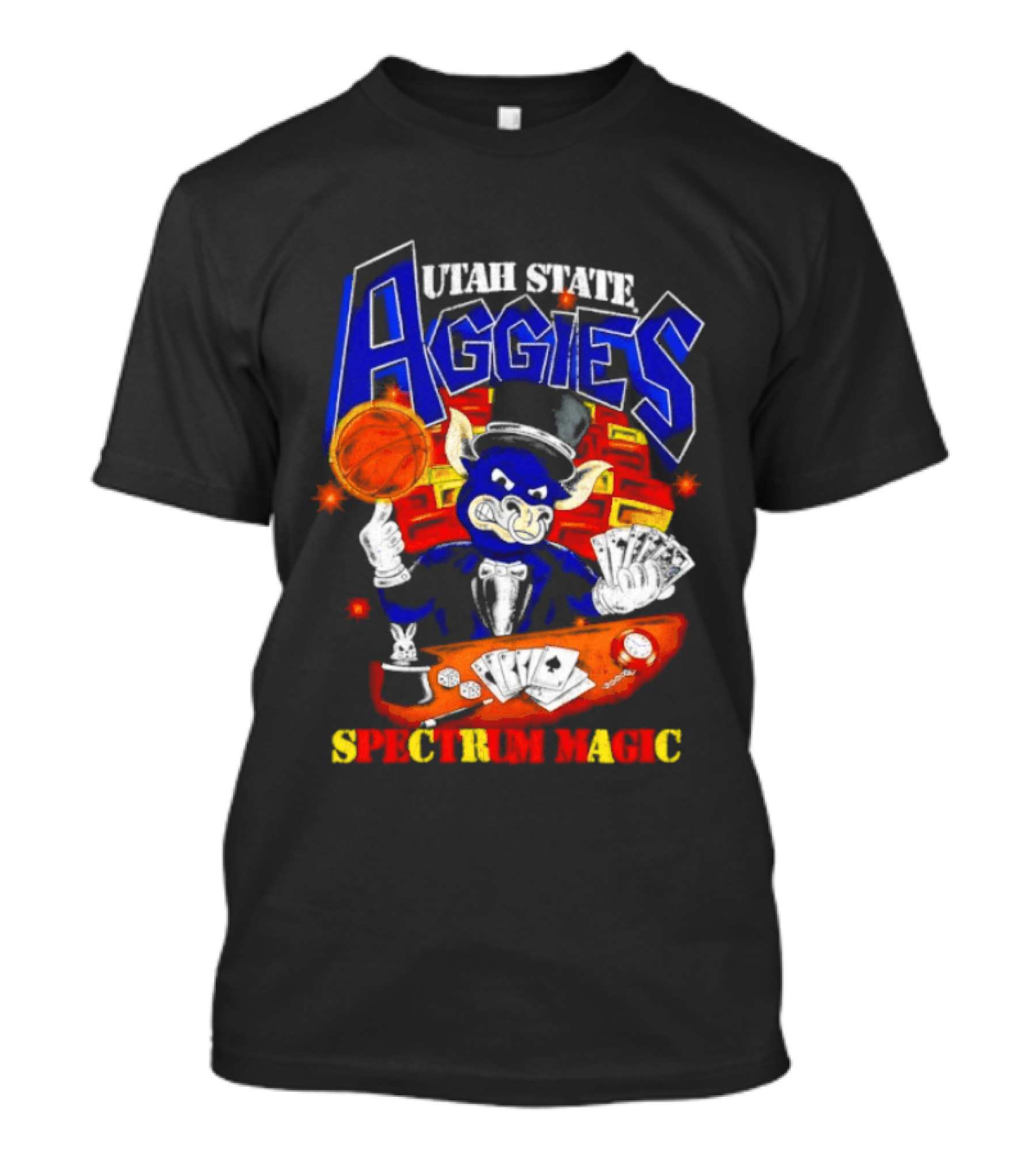 Utah State Aggies Spectrum Magic Basketball Theme With Cards T-Shirt