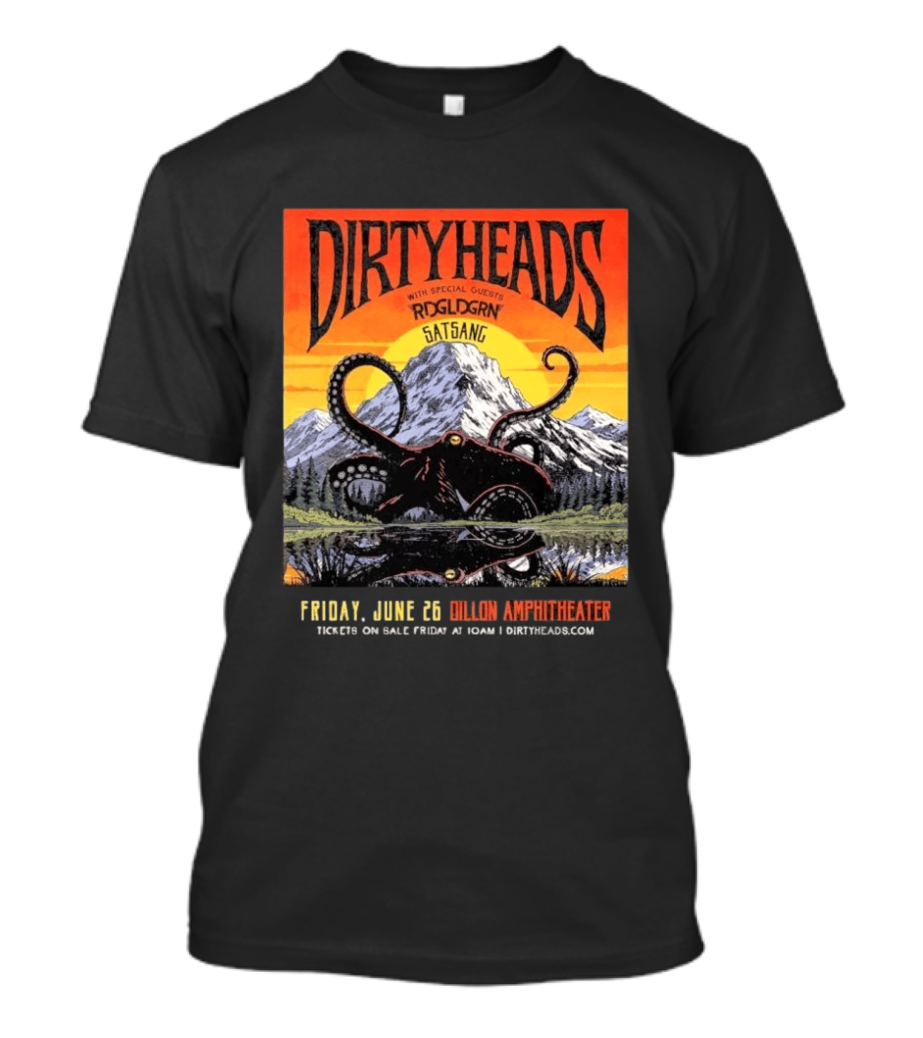 Dirty Heads Live June 26 2026 Dillon Amphitheater Colorado Featuring RDGLDGRN Satsang T-Shirt