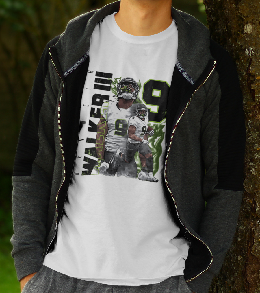 Kenneth Walker III Neon Aura Seattle Seahawks Number 9 T-Shirt