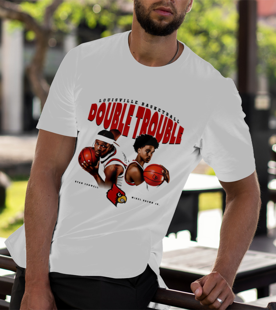 L Louisville Basketball Double Trouble Ryan Conwell Mikel Brown Jr T-Shirt